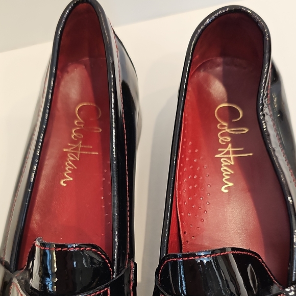 Cole Haan Black Patent Leather Penny Loafers Size 8B - Picture 3 of 10